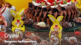  Presentation with cake - Slides having tablea cocolate design - chocolate cake celebrating easter background and a  colored foreground