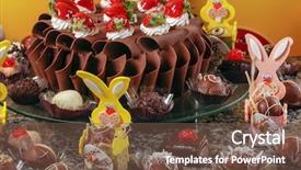  Presentation with cake brownies for kids - PPT layouts featuring tablea cocolate design - chocolate cake celebrating easter background and a  colored foreground