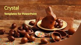  Presentation with eggs egg carton egg box - Slide set featuring tablea cocolate design - chocolate easter eggs on wooden background and a tawny brown colored foreground