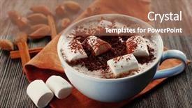  Presentation with cacao - Amazing presentation design having tablea cocolate design - cup of hot cacao backdrop and a coral colored foreground