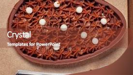  Presentation with spoon - Beautiful PPT theme featuring tablea cocolate design - easter egg eating with spoon backdrop and a tawny brown colored foreground