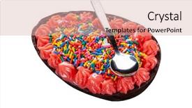  Presentation with spoon - PPT theme enhanced with tablea cocolate design - easter egg eating with spoon background and a lemonade colored foreground