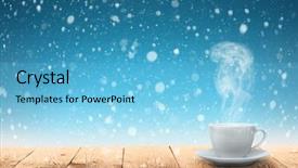  Presentation with coffee - Amazing PPT layouts having tablea cocolate design - hot coffee on the table backdrop and a light blue colored foreground