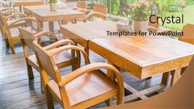  Presentation with restaurant menu bistro cafe - Audience pleasing PPT layouts consisting of tables and chair in outdoor backdrop and a coral colored foreground