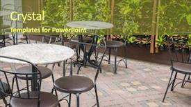  Presentation with chairs - Cool new PPT theme with tables and chairs in restaurant backdrop and a  colored foreground