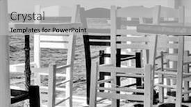  Presentation with black sea - Presentation design with tables-and-chairs-on-cafe background and a light gray colored foreground