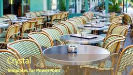  Presentation with paris france - Slides with tables and chairs paris france background and a coral colored foreground