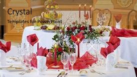  Presentation with ready - Colorful presentation theme enhanced with tables ready for a wedding backdrop and a  colored foreground
