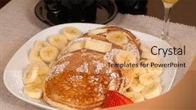  Presentation with orange juice - Slides featuring tablescapes - banana pancakes with coffee orange background and a  colored foreground