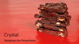  Presentation with cherry - Beautiful presentation design featuring tablescapes - chocolate cashew and dried cherry backdrop and a red colored foreground