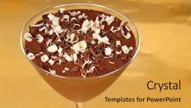  Presentation with chocolate - Colorful presentation enhanced with tablescapes - chocolate pudding with chocolate curls backdrop and a  colored foreground