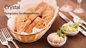  Presentation with fresh bread subway food - Presentation theme enhanced with tablescapes - fresh crusty bread background and a coral colored foreground