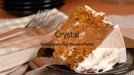  Presentation with cake - Presentation theme having tablescapes - piece of carrot cake background and a red colored foreground