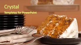  Presentation with cake - Audience pleasing PPT theme consisting of tablescapes - piece of carrot cake backdrop and a  colored foreground