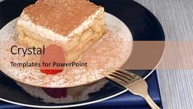  Presentation with tiramisu - Presentation theme having tablescapes - piece of delicious tiramisu dusted background and a  colored foreground