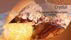  Presentation with pork rib - PPT theme enhanced with tablescapes - pulled pork sandwich with slab background and a coral colored foreground