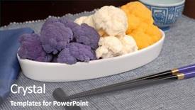  Presentation with cauliflower - Slides with tablescapes - purple white and orange cauliflower background and a  colored foreground
