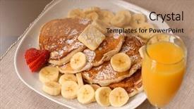  Presentation with orange juice - Colorful PPT theme enhanced with tablescapes - stack of banana pancakes backdrop and a  colored foreground