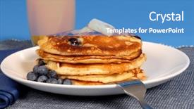  Presentation with blueberry juice - Presentation design enhanced with tablescapes - stack of blueberry pancakes background and a  colored foreground