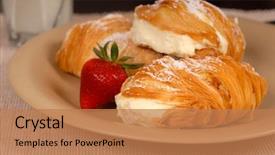  Presentation with pastry cream - Slides consisting of tablescapes - three sfogliatelle's filled with pastry background and a  colored foreground