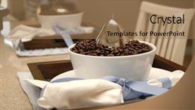  Presentation with coffee beans - Presentation design consisting of tablescapes - two dining place settings background and a  colored foreground