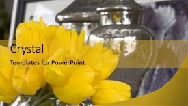  Presentation with artwork - Slide deck enhanced with tablescapes - yellow tulips in vase background and a gold colored foreground