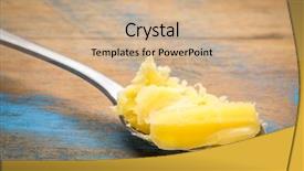  Presentation with clarified butter - PPT theme featuring tablespoon of ghee clarified butter background and a coral colored foreground