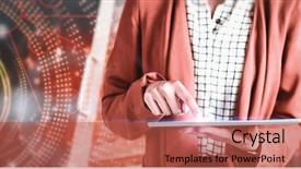  Presentation with futuristic - Amazing theme having tablet against futuristic shiny spiral backdrop and a red colored foreground