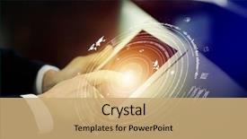  Presentation with high tech - Presentation design having tablet against high tech background background and a coral colored foreground