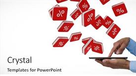  Presentation with vector - Cool new presentation theme with tablet against percent sign vector backdrop and a white colored foreground