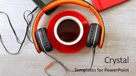  Presentation with coffee music - Cool new slide deck with tablet and cup of coffee backdrop and a light gray colored foreground