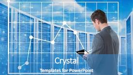  Presentation with server room - Presentation theme with tablet and graphics in server background and a teal colored foreground