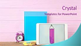  Presentation with wooden - Beautiful theme featuring tablet-and-stationery-on-wooden backdrop and a pink colored foreground