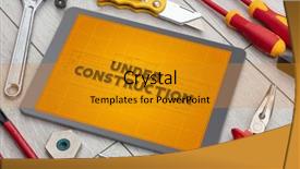  Presentation with set of construction tools tool - Amazing presentation theme having tablet and tools with home backdrop and a  colored foreground