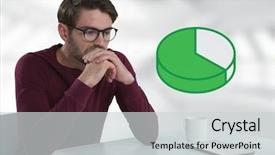  Presentation with flower office desk table - Presentation design having tablet at desk with pie background and a light gray colored foreground