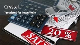  Presentation with calculator - Beautiful presentation design featuring tablet calculator and toy car backdrop and a ocean colored foreground