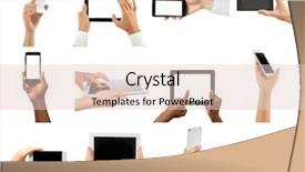  Presentation with touch screen - Presentation consisting of set touch screen smart phones - hand holding mobile phone background and a sky blue colored foreground