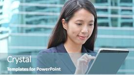  Presentation with hong kong - Slide set enhanced with tablet computer at central distinct background and a teal colored foreground