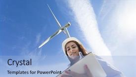  Presentation with computer engineering - Presentation theme featuring tablet computer at wind background and a light blue colored foreground