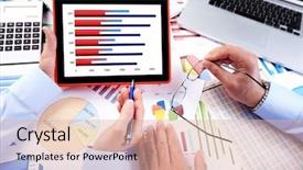  Presentation with cost accounting - Slide set having tablet computer finance and accounting background and a lemonade colored foreground
