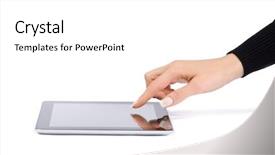  Presentation with education on computer black hands - Beautiful PPT layouts featuring tablet computer in a hands backdrop and a white colored foreground
