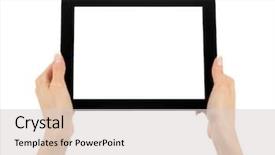  Presentation with education on computer black hands - Amazing slides having tablet computer in a hands backdrop and a light gray colored foreground
