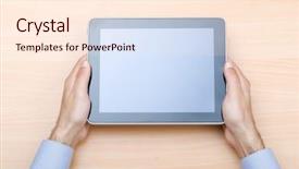  Presentation with technology - Amazing PPT theme having tablet computer in technology concept backdrop and a cream colored foreground