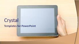  Presentation with technology - Audience pleasing slide deck consisting of tablet computer in technology concept backdrop and a sky blue colored foreground