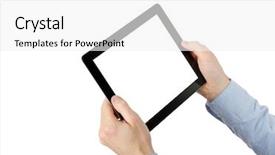  Presentation with tablets wood table tablet white - Colorful slides enhanced with tablet computer isolated over white backdrop and a  colored foreground