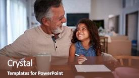  Presentation with computer - Presentation theme featuring tablet computer looking at each background and a tawny brown colored foreground