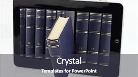  Presentation with online library - PPT theme with tablet computer with books isolated background and a dark gray colored foreground