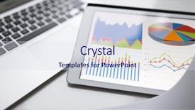  Presentation with pie chart - PPT layouts consisting of tablet computer with business chart background and a sky blue colored foreground