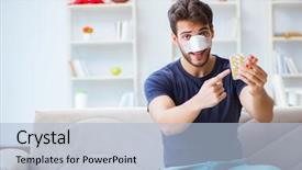  Presentation with mental healing - Slide deck featuring tablet defects - young man recovering healing background and a  colored foreground