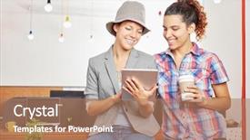  Presentation with social media - PPT theme with tablet for internet social media background and a  colored foreground